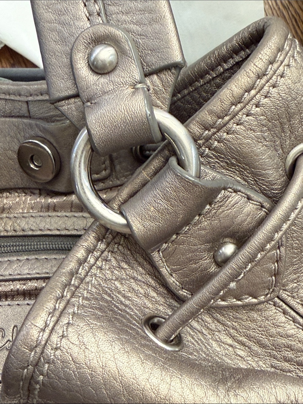 Cole Haan Pebbled Leather Drawstring Hobo in Taupe Brown - Picture 6 of 15